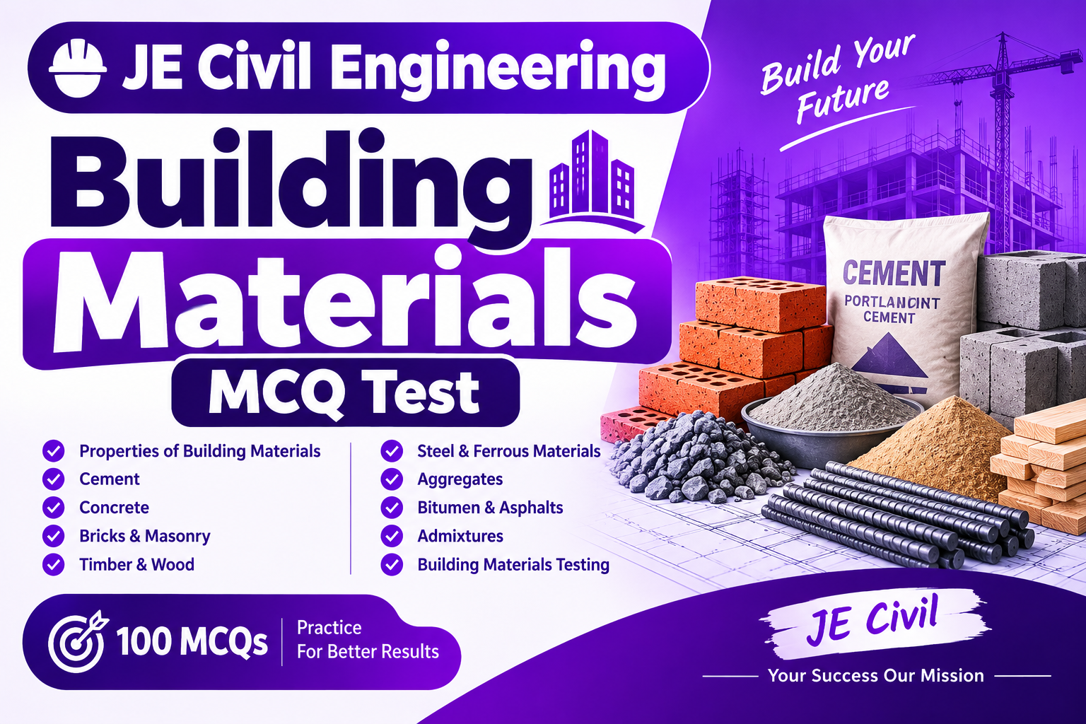 JE Civil Engineering - Strength of Materials MCQ Test