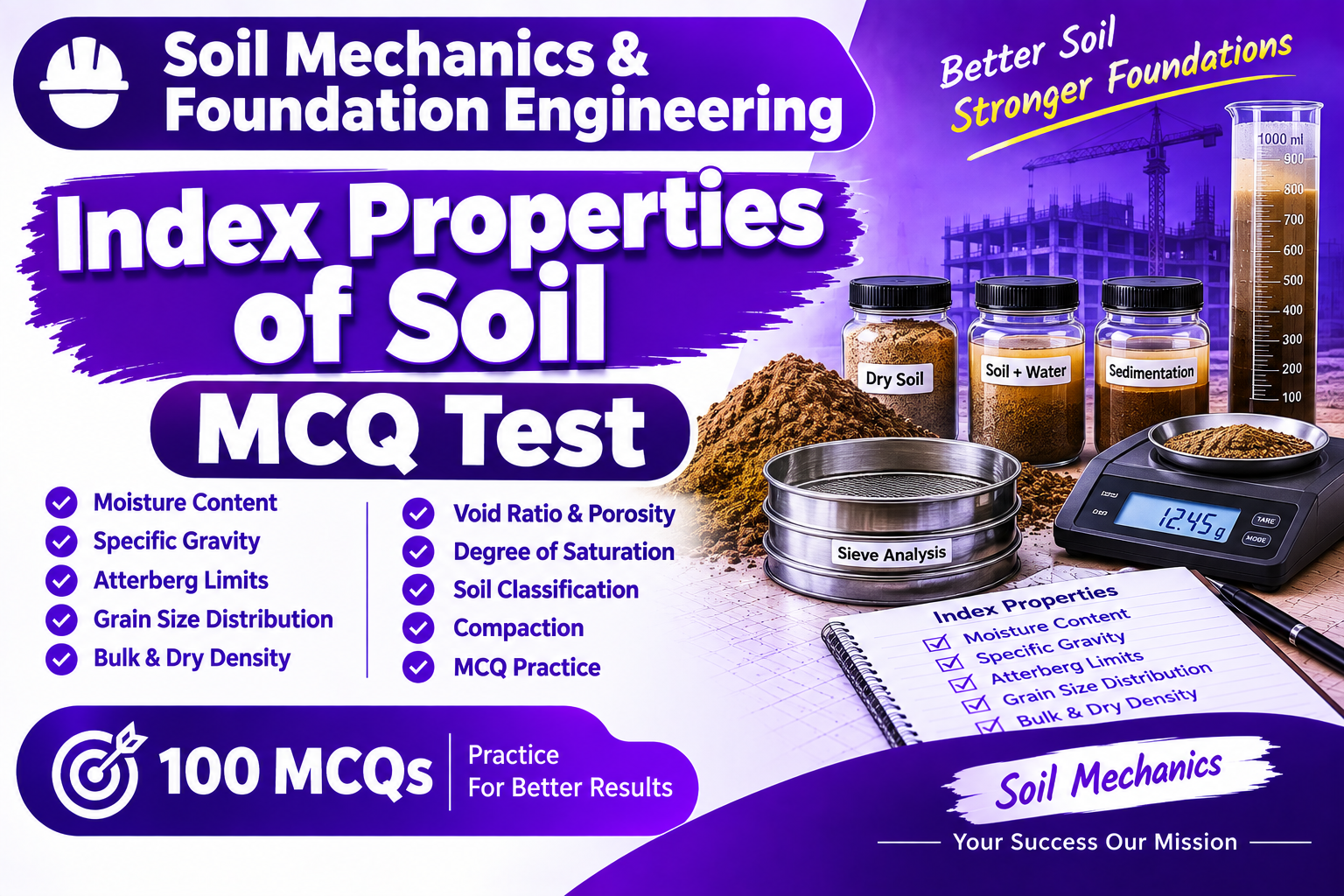 Soil Mechanics & Foundation Engineering - Index Properties of Soil MCQ Test