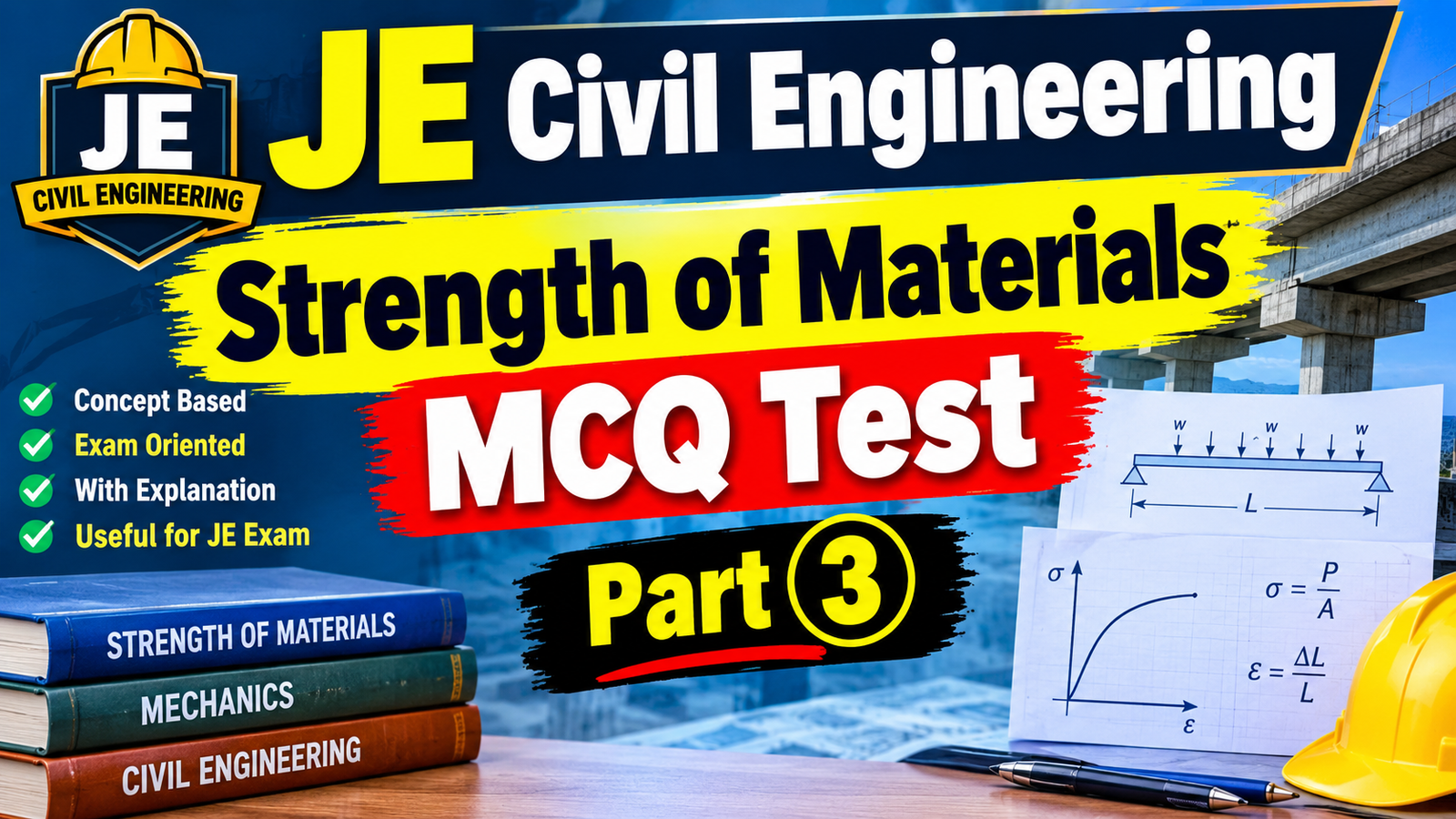 JE Civil Engineering - Strength of Materials MCQ Test - Part 3