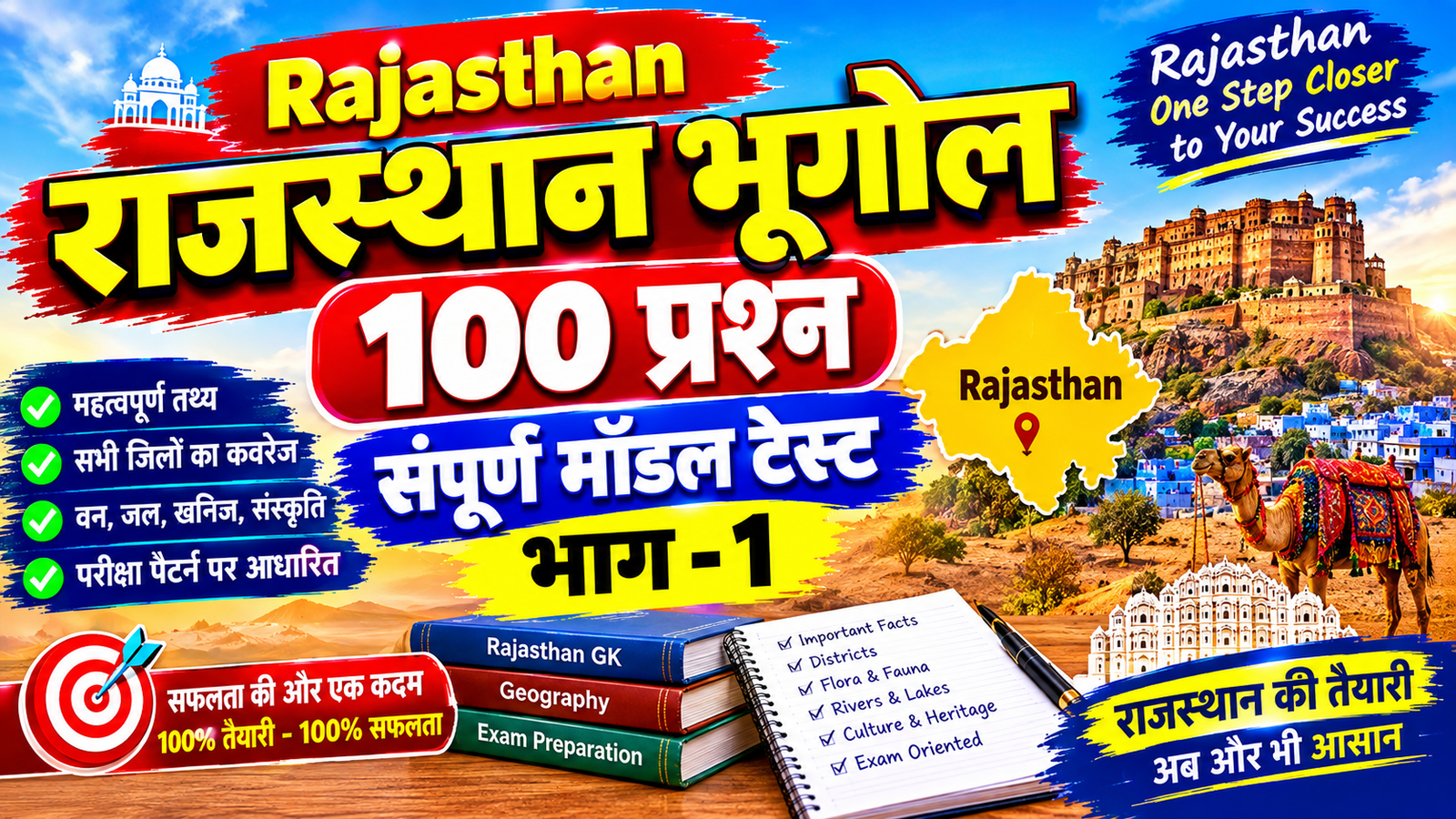 राजस्थान भूगोल - 100 प्रश्न संपूर्ण मॉडल टेस्ट - भाग 1